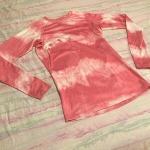 Nike Pro Combat fitted tie dye pink white long sleeve sweatshirt